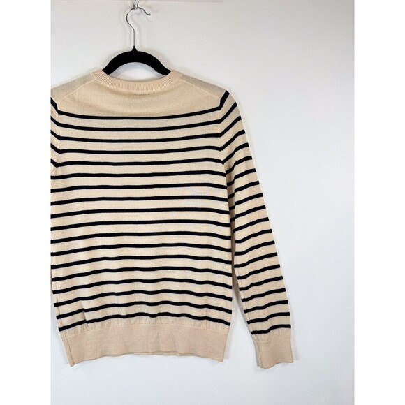APC Womens Sweater Beige Striped Wool Crewneck Pullover Long Sleeve Jumper Small - Picture 9 of 11